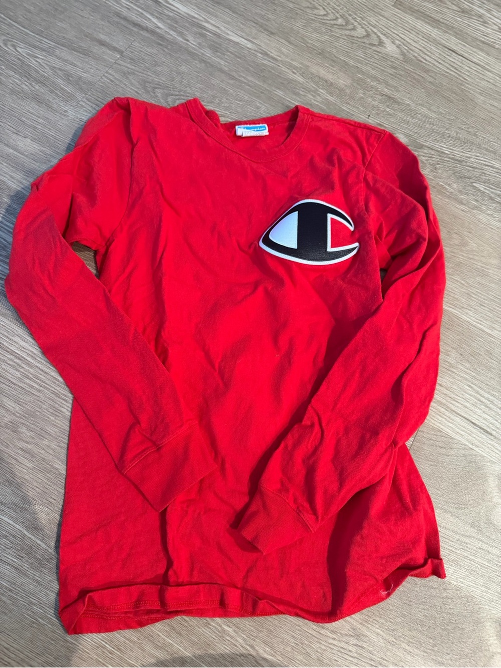 Champion Red Long Sleeve Logo Tee
